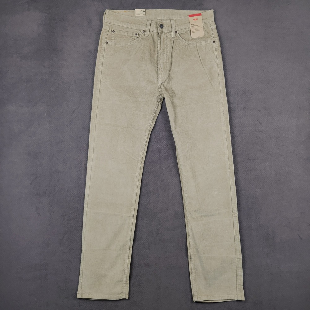 Levis 505 Corduroy Pants Mens 34x34 Beige Regular Fit Stretch Straight Leg NEW
